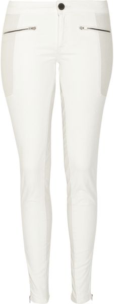 Victoria Beckham Glitter Paneled Mid Rise Skinny Jeans - Lyst