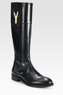 Yves Saint Laurent Ysl Chyc Leather Kneehigh Boots - Lyst