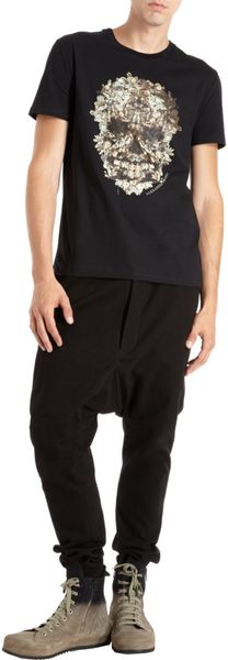 Alexander Mcqueen Floral Skull Tee in Black for Men (floral) - Lyst