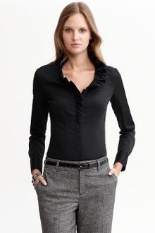 Banana Republic Longsleeve White Ruffle Shirt - Lyst
