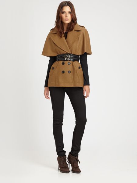 Burberry Wool Kimonosleeve Cape in Brown (black) - Lyst