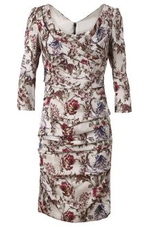 Dolce & Gabbana Tapestry Printed Draped Silk Dress - Lyst