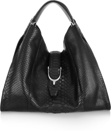 Gucci Stirrup Python Hobo Bag in Black - Lyst