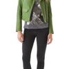 Kelly Wearstler Newton Leather Moto Jacket in Green - Lyst