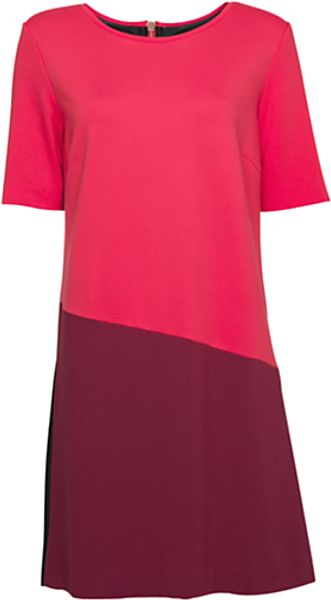 Mango Mango Contrast Straight Cut Dress Red - Lyst