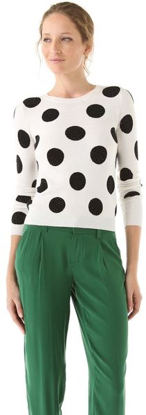 Alice + Olivia Celyn Polka Dot Sweater with Sequins - Lyst