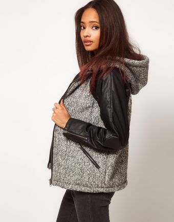 ASOS Collection  Mixed Fabric Hooded Jacket - Lyst