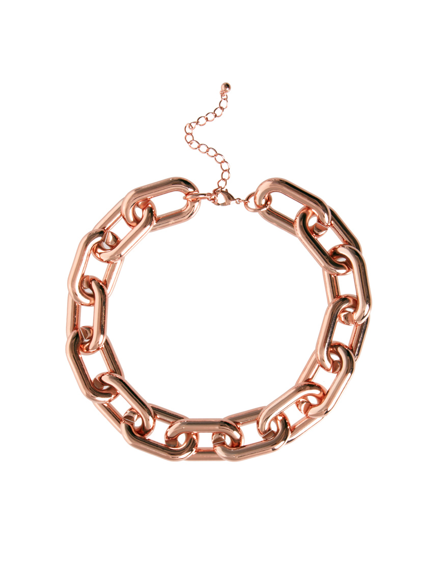 Asos Open Link Chain Collar Necklace in Gold (rosegold) | Lyst