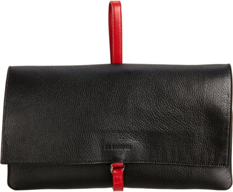 Jil Sander Foldover Clutch in Black (gold) - Lyst