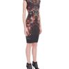 Alexander Mcqueen Painted Flowers Cap Sleeve Pencil Dress in Black - Lyst