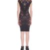 Alexander Mcqueen Painted Flowers Cap Sleeve Pencil Dress in Black - Lyst