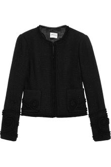 Armani Ruffle Trimmed Tweed Jacket - Lyst