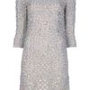 Blumarine Gem Embellished Silk Dress in Gray (nude) - Lyst