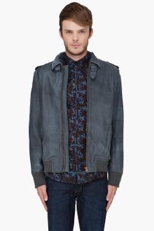 Diesel Grey Leather Lacco Jacket - Lyst