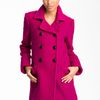 Dkny Double Breasted Coat in Pink (fuchsia) - Lyst