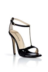 Emilio Pucci Black Patent Leather Golden Tstrap Sandals