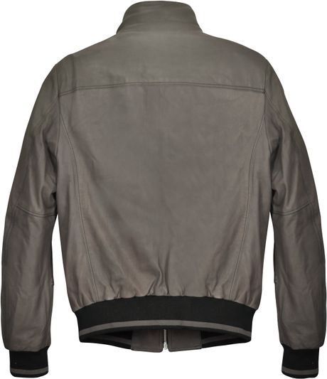 Forzieri Mens Dark Grey Leather Bomber Jacket In Gray For Men (grey) | Lyst