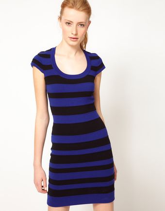 French Connection Stripe Bodycon Dress - Lyst