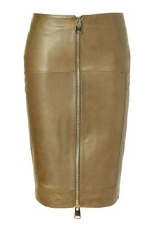 Hakaan Khaki Leather Pencil Skirt - Lyst