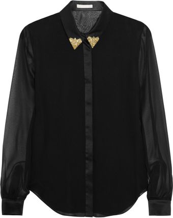 Jason Wu Embellished Silk Chiffon Shirt - Lyst
