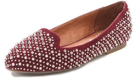 Jeffrey Campbell Martini Suede Studded Loafers in Red (wine) - Lyst