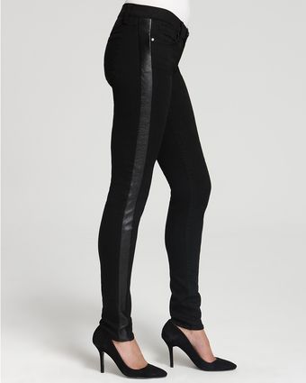 Juicy Couture Leather Inset Skinny Jeans - Lyst