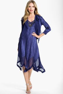 Komarov Beaded Pleated Charmeuse Dress Jacket - Lyst