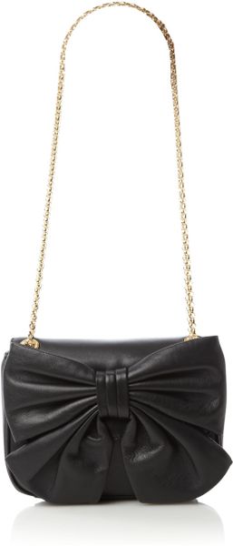 Lulu Guinness Annabelle Bow Nappa Chain Shoulder Bag in Black | Lyst