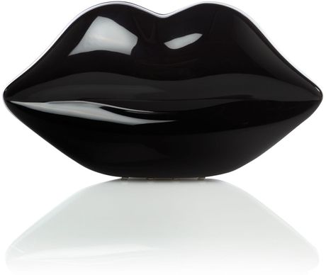 Lulu Guinness Perspex Lips Clutch in Black - Lyst