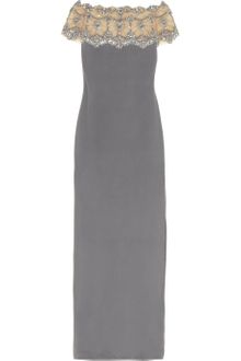 Marchesa Crystal and Bead Embellished Silk Crepe Gown - Lyst