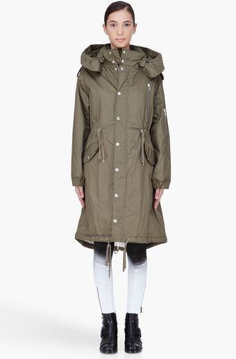 McQ by Alexander McQueen Long Olive Hooded Parka - Lyst