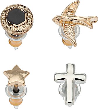 Topshop Cross Star Bird Studs - Lyst