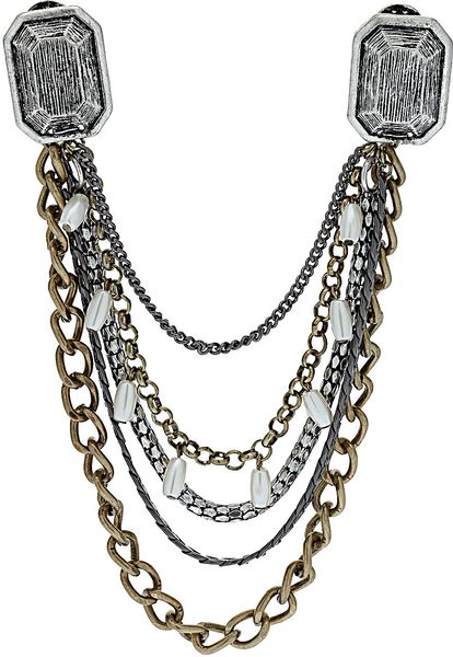 Topshop Chunky Chain Collar Tips in Silver (mixed metal) | Lyst