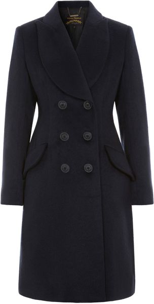 Vivienne Westwood Anglomania Navy Noble Double Breasted Wool Coat in Blue (navy) - Lyst