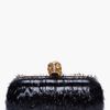 Alexander Mcqueen Black Frayed Patent Clutch Box in Black - Lyst