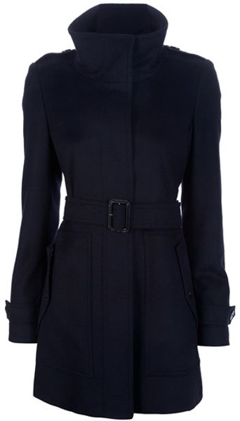 Burberry Belted Coat in Blue (navy) - Lyst
