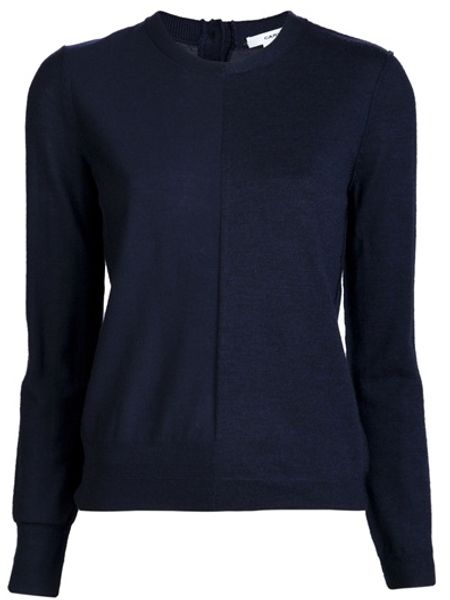 Carven Button Back Sweater in Blue - Lyst