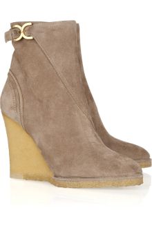 Chloé Suede Wedge Ankle Boots - Lyst