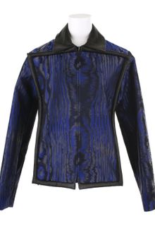 Christopher Kane Moiré Effect Jacket in A Blue and Black Silk and Nylon Blend - Lyst