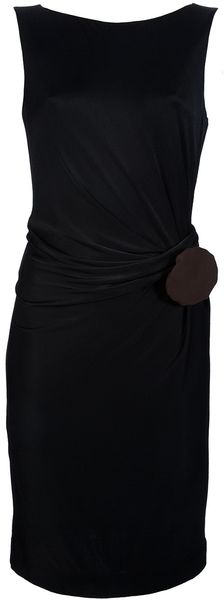 Gucci Fitted Draped Dress in Black - Lyst