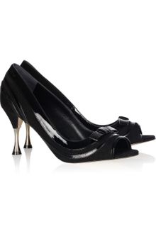 Oscar de la Renta Twiggy Suede and Patentleather Pumps - Lyst