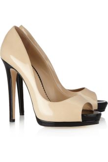Oscar de la Renta Dina Patentleather Peeptoe Pumps - Lyst