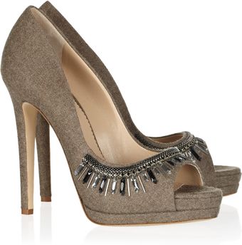 Oscar de la Renta Calvina Embellished Felt Pumps - Lyst