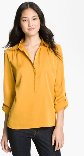 Vince Camuto Henley Blouse - Lyst