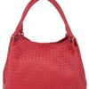 Bottega Veneta Woven Leather Bag in Red - Lyst