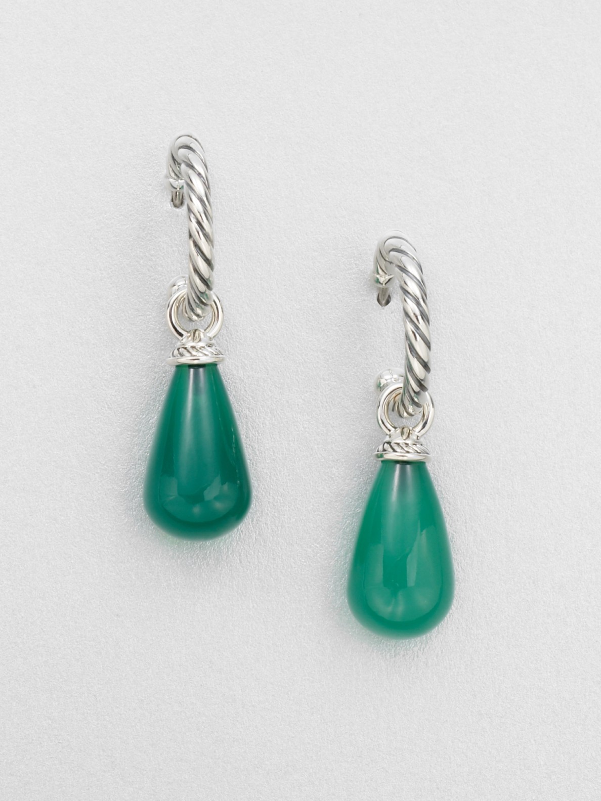 David Yurman Green Onyx Drop Sterling Silver Earrings In Green Lyst 5341