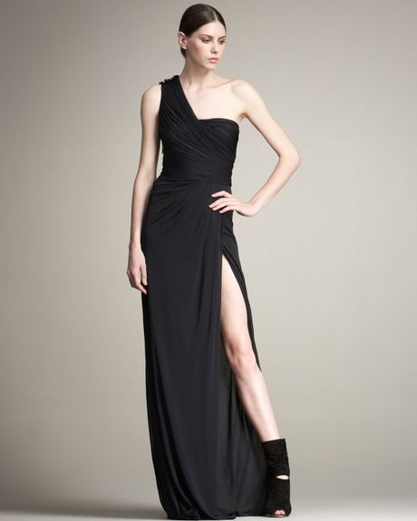 J. Mendel Lace Underlay Chiffon Gown in Black (midnight) - Lyst