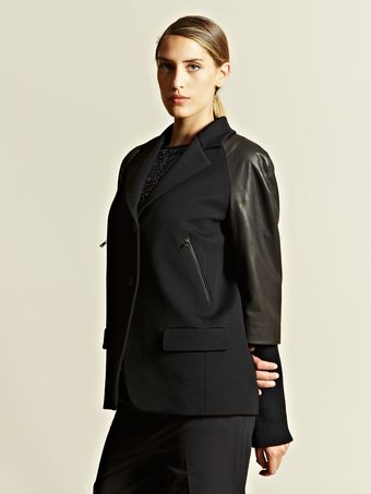 Jil Sander Jil Sander Womens Mozart Leather Sleeve Jacket - Lyst