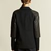 Jil Sander Womens Mozart Leather Sleeve Jacket in Black - Lyst