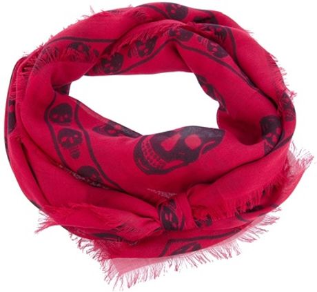 Alexander Mcqueen Skull Print Scarf in Red - Lyst